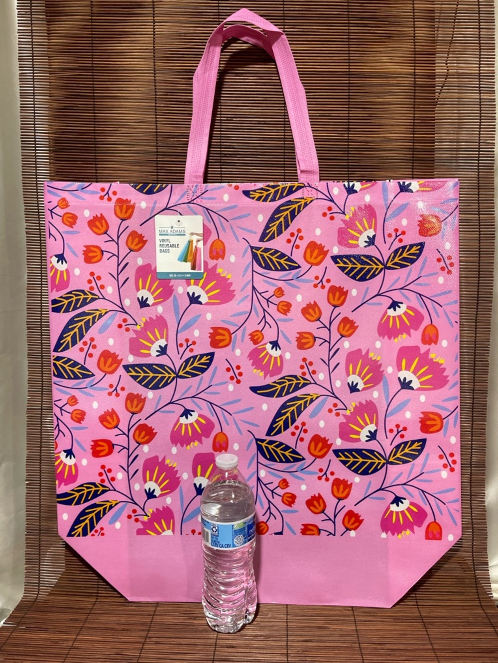 NWT Floral Pink Reusable Tote Bag - Stylish Pink handles -Large Capacity